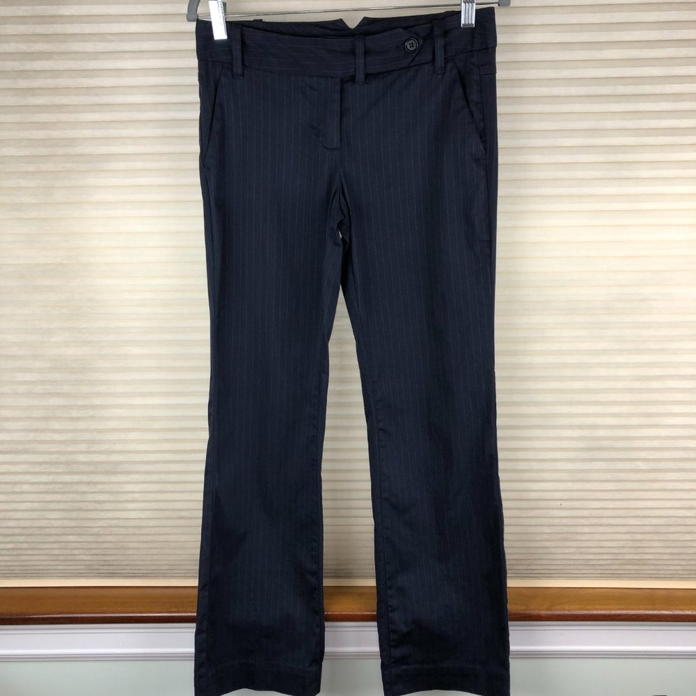 United Colors of Benetton Navy Pin Striped Flared Pants Quiet Luxury 90’s Y2K